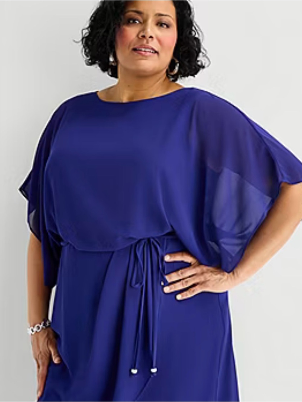 Jessica Howard Formal Flutter Sleeve Maxi Dress 18W Elegant Navy Blue